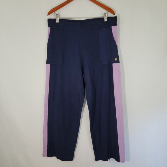 NWT Calvin Klein AUSTYN Navy/Purple Striped Pull-On Sweatpants Size L Pockets - Picture 1 of 12